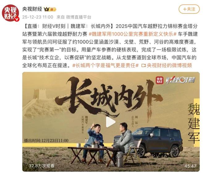 从戈壁赛道到全球市场！车手魏建军：用最硬核方式为中国车正名(图1)